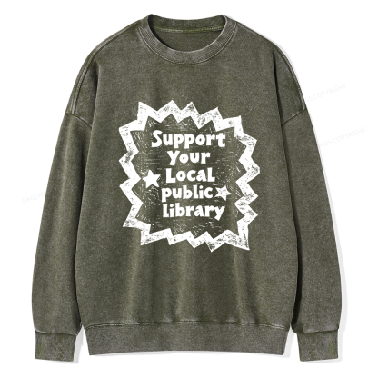Pagewings Support Your Local public library Washed Sweatshirt