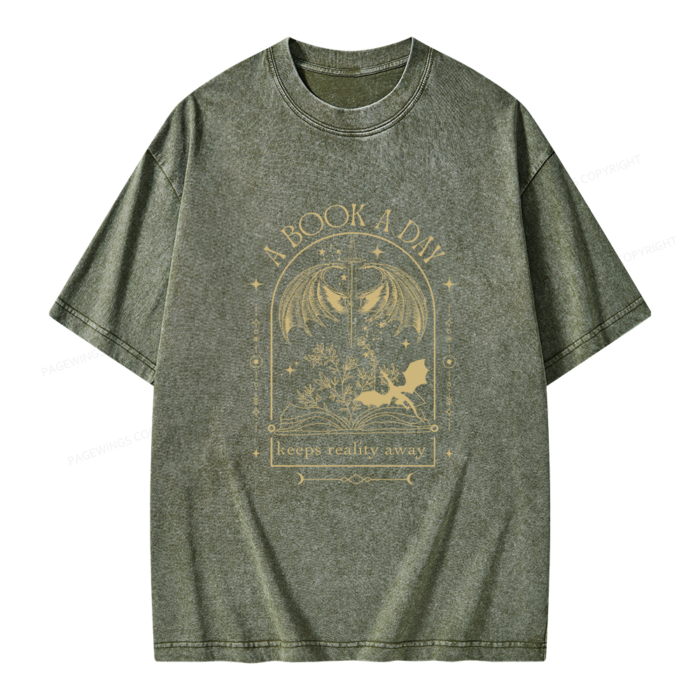 Pagewings A Book a Day Dragon Unisex Washed T-shirt