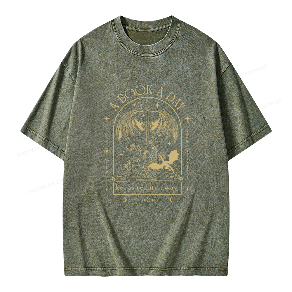 Pagewings A Book a Day Dragon Unisex Washed T-shirt