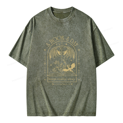 Pagewings A Book a Day Dragon Unisex Washed T-shirt