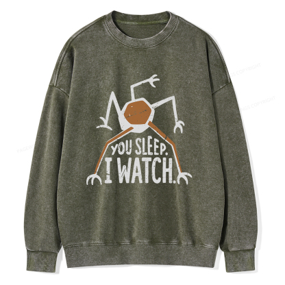 Pagewings You Sleep I Watch Unisex Washed Sweatshirt