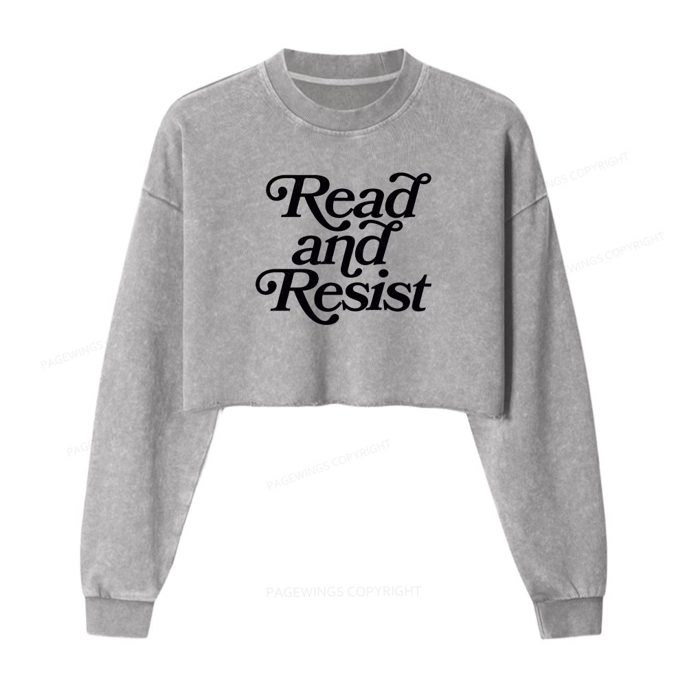 Pagewings Read And Resist Washed Crop Sweatshirt
