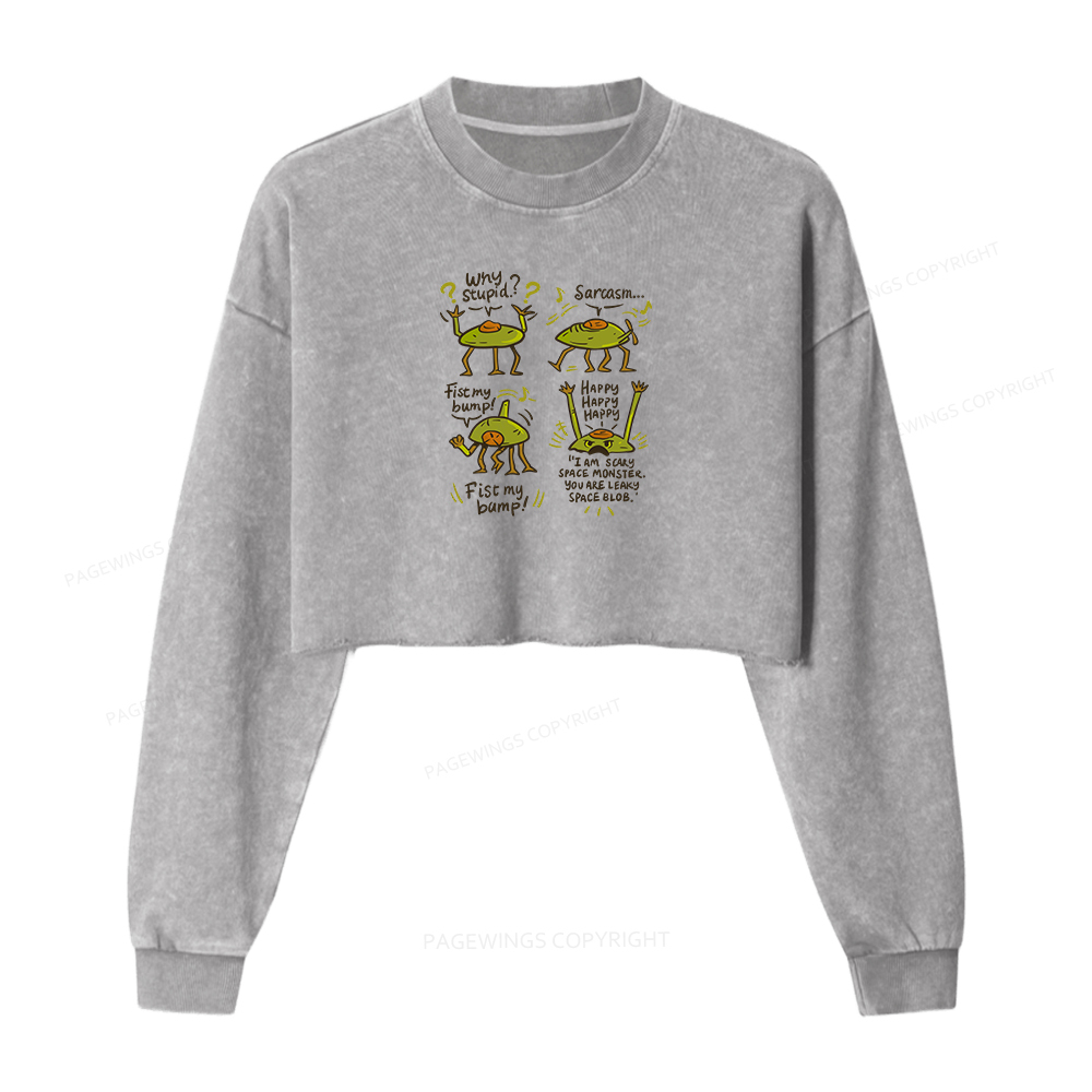 Pagewings Science Fiction Book Lovers Washed Crop Sweatshirt