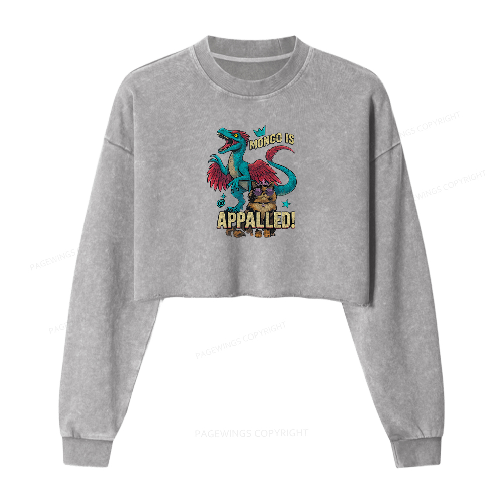 Pagewings Mongo is Appalled Washed Crop Sweatshirt