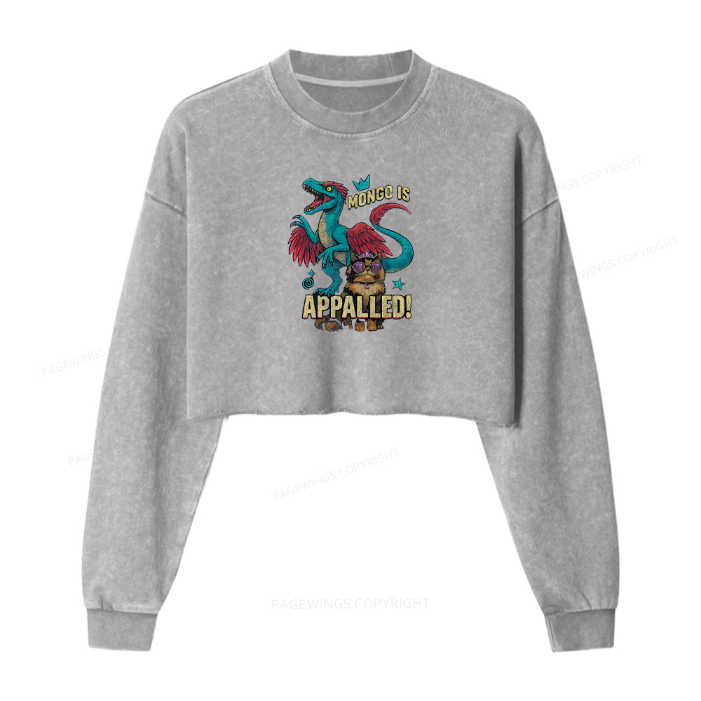 Pagewings Mongo is Appalled Washed Crop Sweatshirt