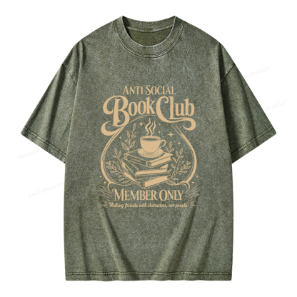 Pagewings Anti Social Book Club Unisex Washed T-shirt