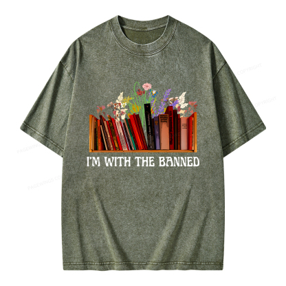 Pagewings I'm With The Banned Unisex Washed T-shirt
