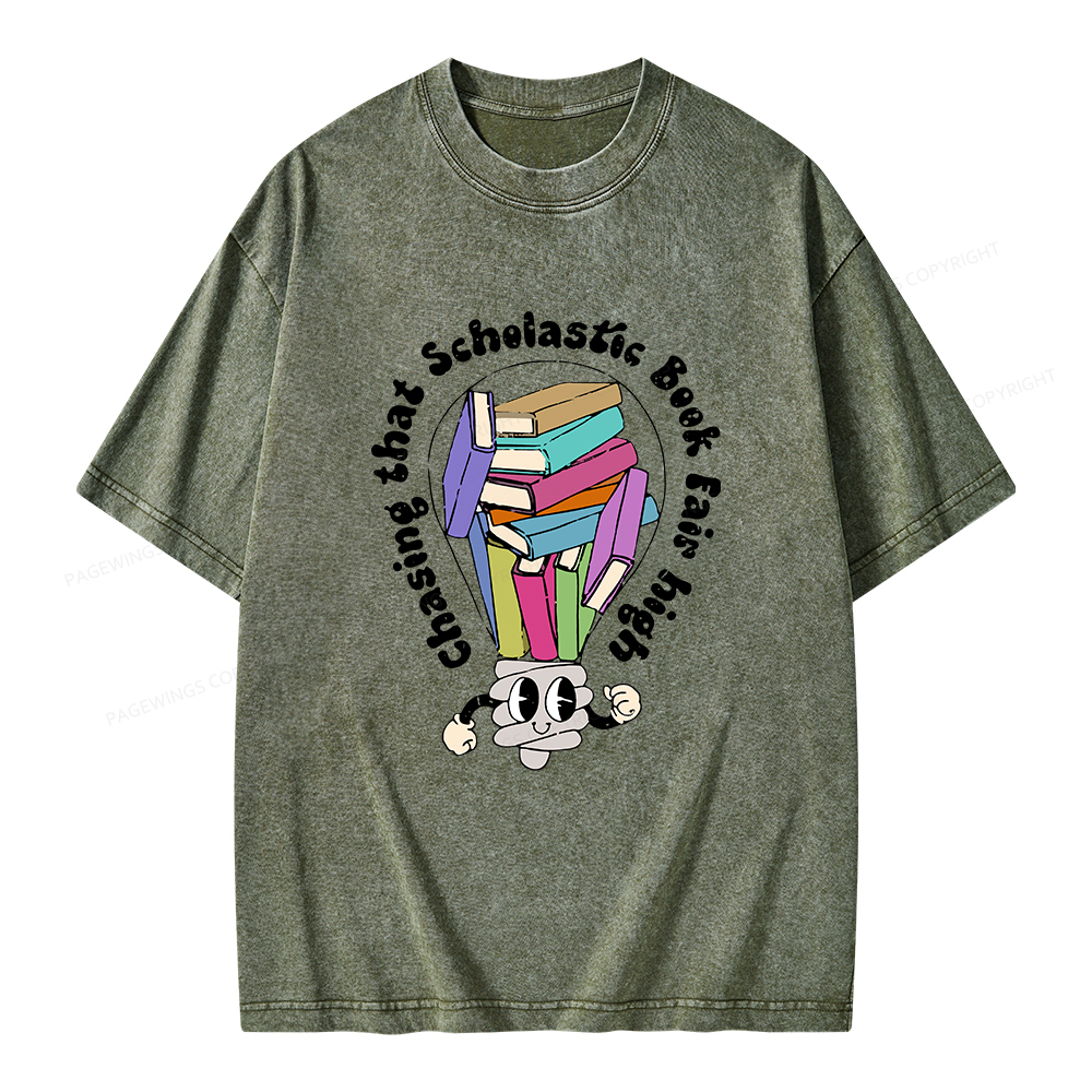 Pagewings Chasing That Scholastic Book Fair High Unisex Washed T-shirt
