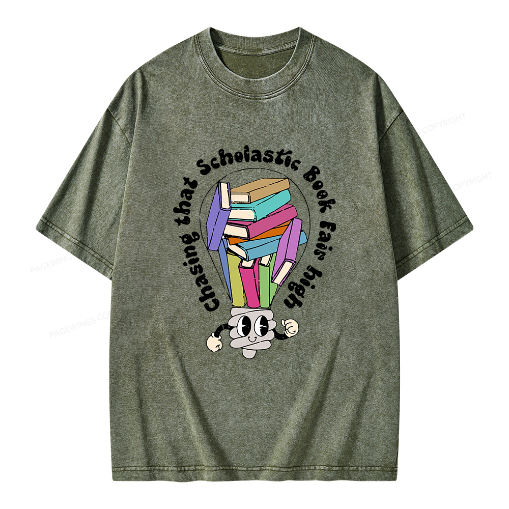 Pagewings Chasing That Scholastic Book Fair High Unisex Washed T-shirt