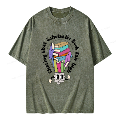 Pagewings Chasing That Scholastic Book Fair High Unisex Washed T-shirt