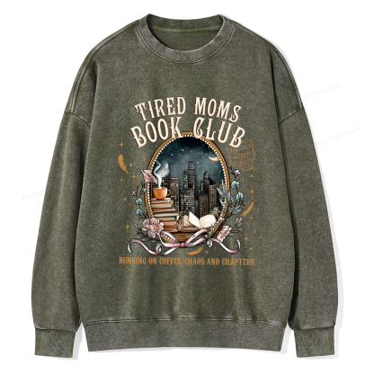 Pagewings Tired Moms Book Club Washed Sweatshirt