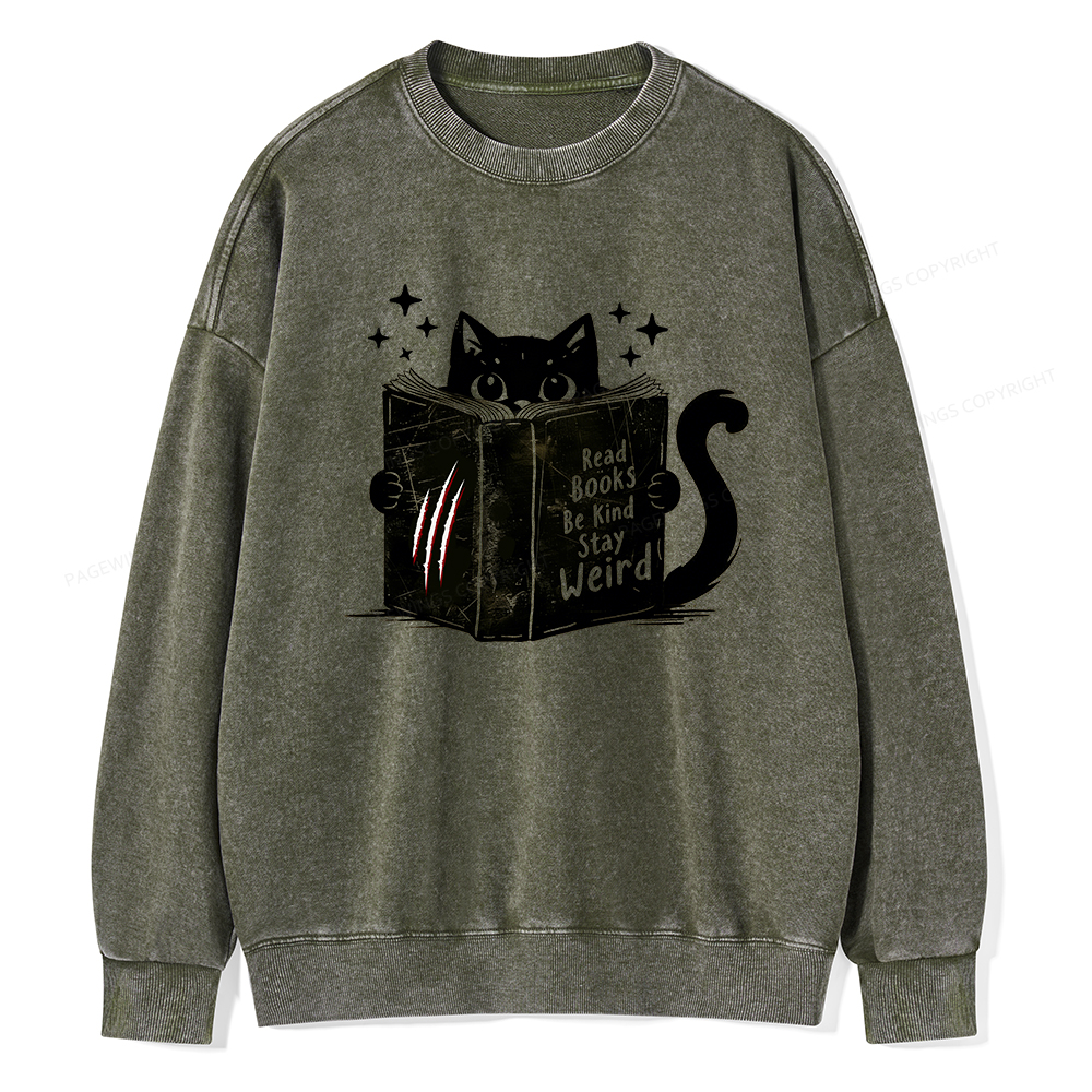 Pagewings Read Books Be Kind Stay Weird Washed Sweatshirt