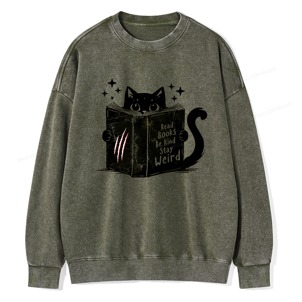 Pagewings Read Books Be Kind Stay Weird Washed Sweatshirt
