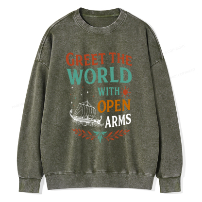 Pagewings Greet the World With Open Arms Washed Sweatshirt