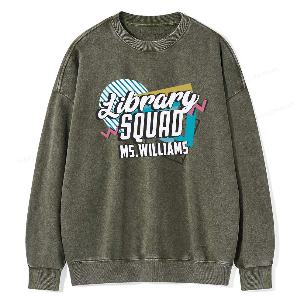 Pagewings Personalized Name Library Squad Washed Sweatshirt
