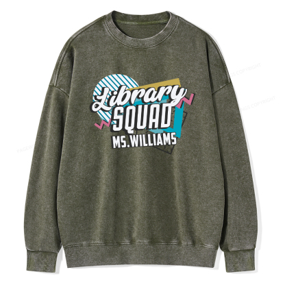 Pagewings Personalized Name Library Squad Washed Sweatshirt