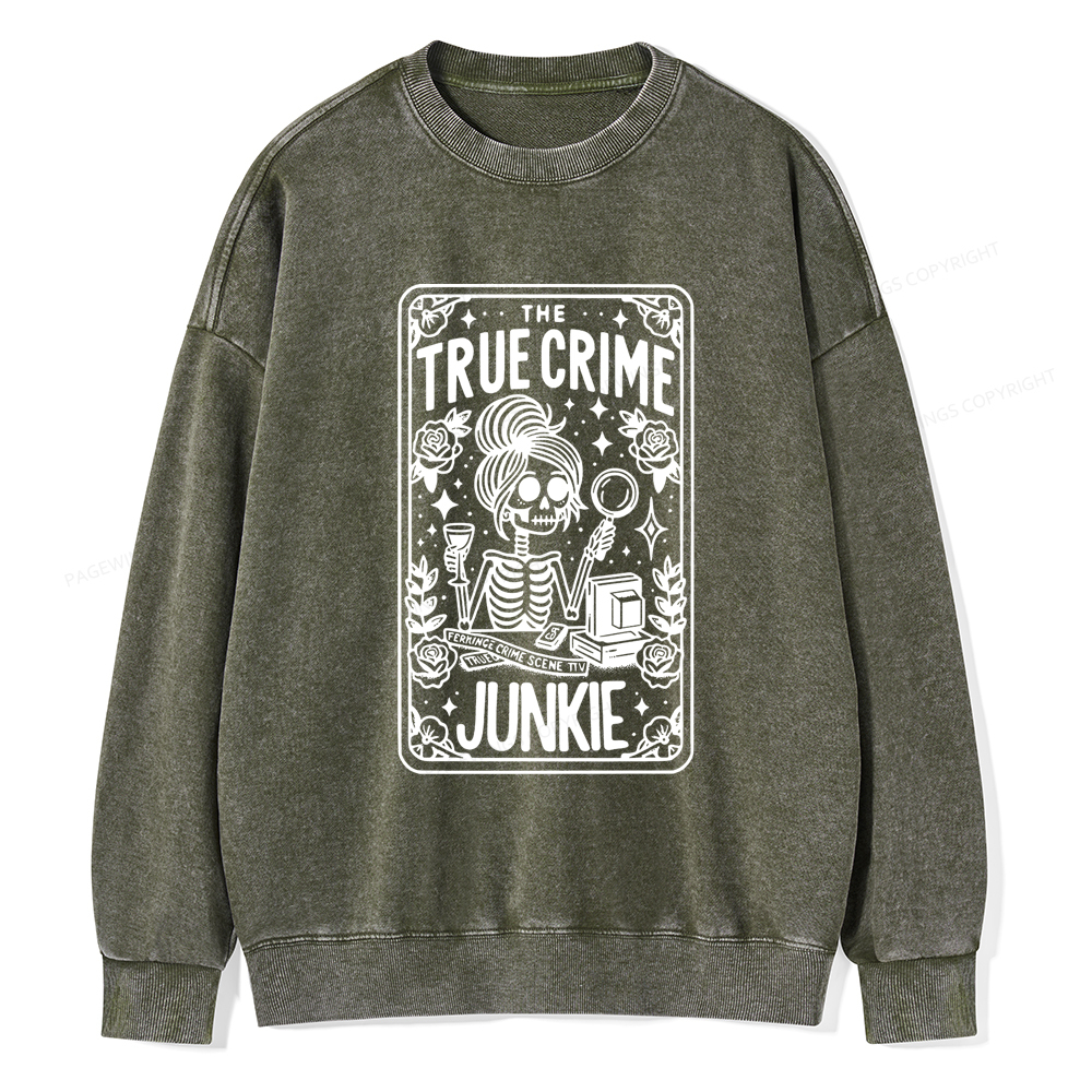 Pagewings True Crime Junkie Tarot Card Washed Sweatshirt