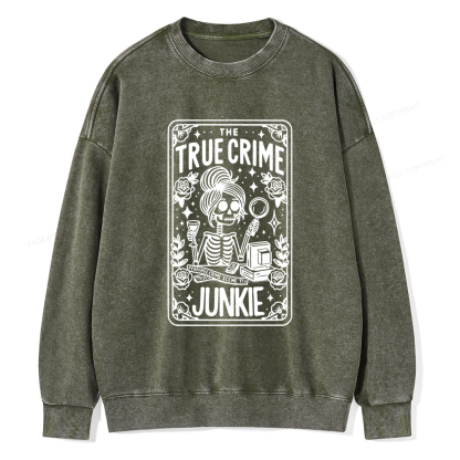 Pagewings True Crime Junkie Tarot Card Washed Sweatshirt