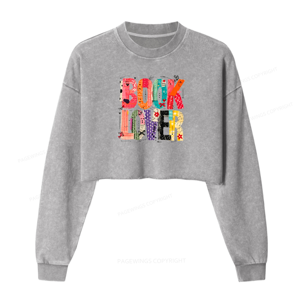 Pagewings Book Lover Washed Crop Sweatshirt