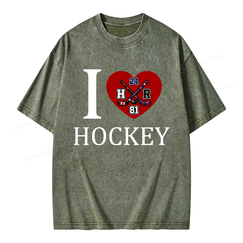 Pagewings I Heart Hockey Unisex Washed T-shirt