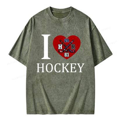 Pagewings I Heart Hockey Unisex Washed T-shirt