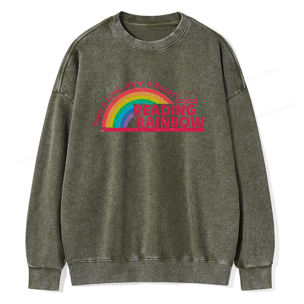 Pagewings Reading Rainbow Unisex Washed Sweatshirt