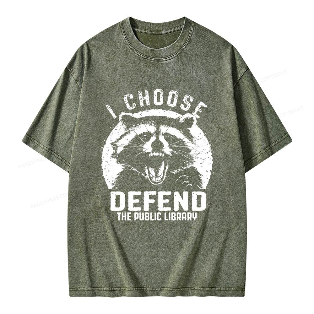 Pagewings I Choose Defend The Public Library Unisex Washed T-shirt
