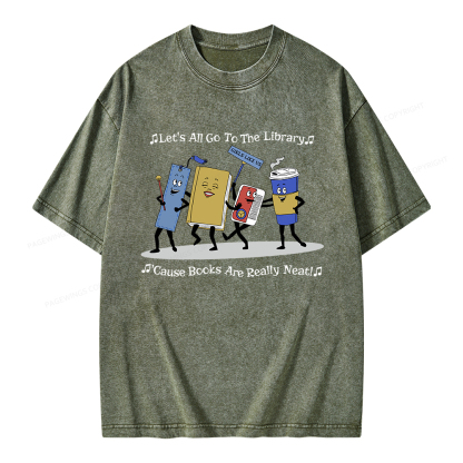 Pagewings Let's All Go To The Library Unisex Washed T-shirt