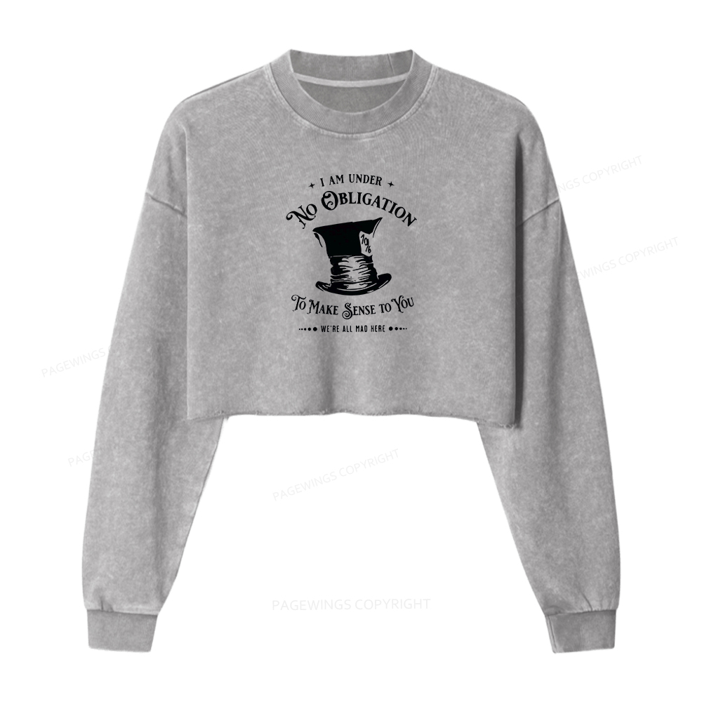 Pagewings I'm Under No Obligation To Make Sense To You Washed Crop Sweatshirt