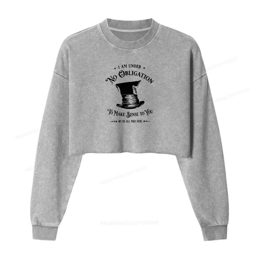 Pagewings I'm Under No Obligation To Make Sense To You Washed Crop Sweatshirt