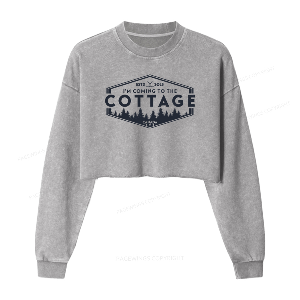 Pagewings Coming To The Cottage Washed Crop Sweatshirt