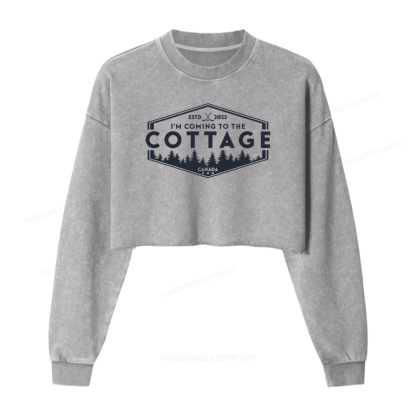 Pagewings Coming To The Cottage Washed Crop Sweatshirt