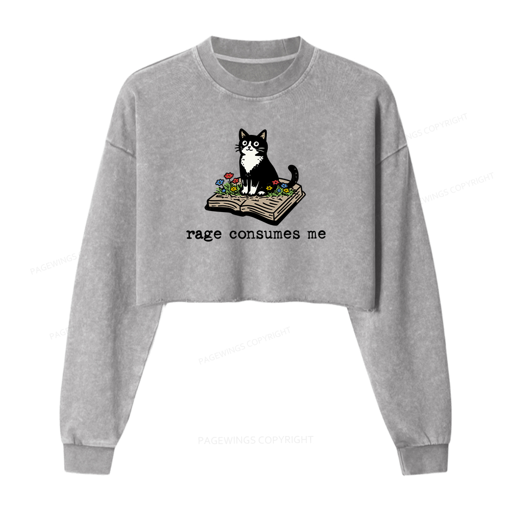Pagewings Rage Consumes Me Washed Crop Sweatshirt