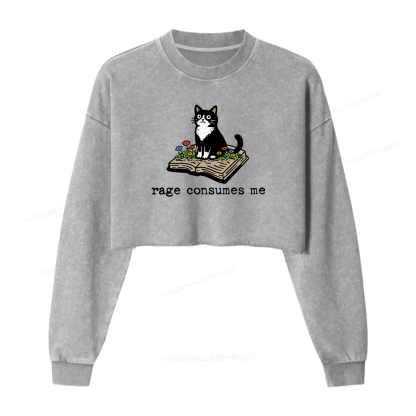 Pagewings Rage Consumes Me Washed Crop Sweatshirt