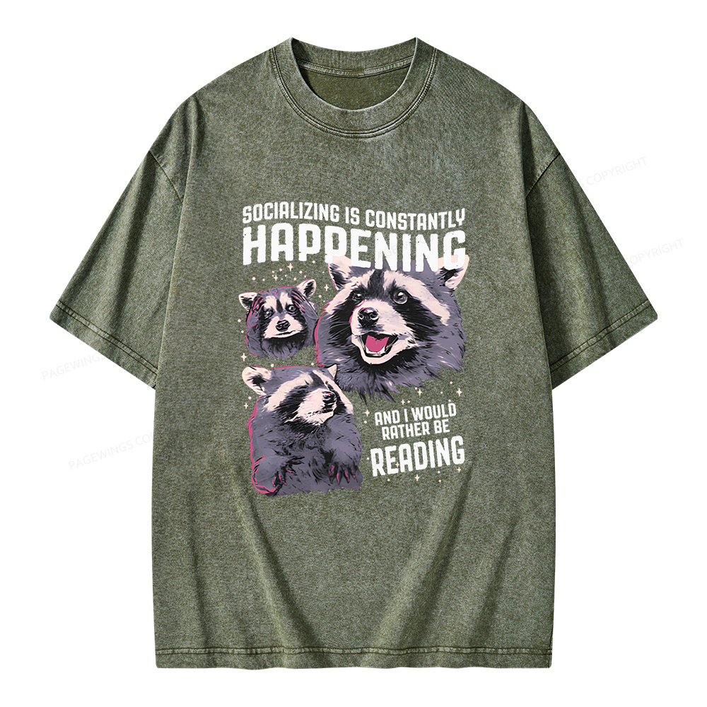 Pagewings And I Would Rather Be Reading Unisex Washed T-shirt