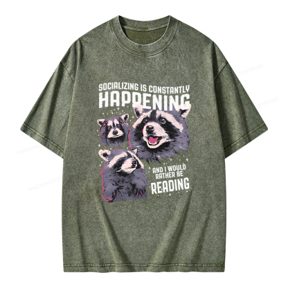 Pagewings And I Would Rather Be Reading Unisex Washed T-shirt