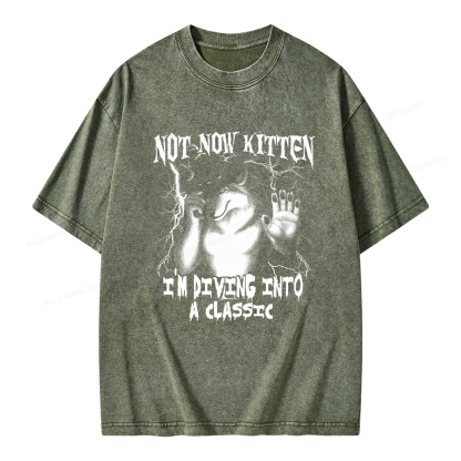Pagewings Not Now Kitten I’m Diving Into A Classic Unisex Washed T-shirt