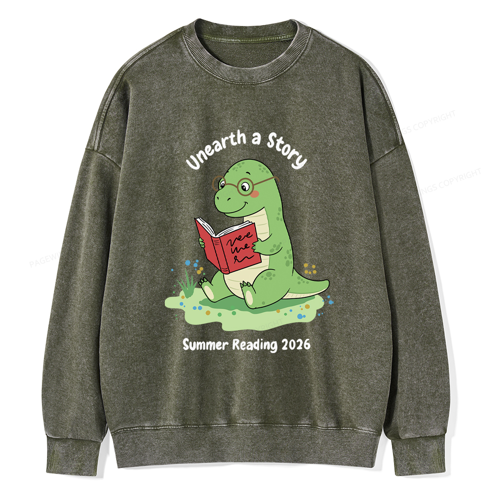 Pagewings Unearth A Story Dinosaur Summer Reading Washed Sweatshirt