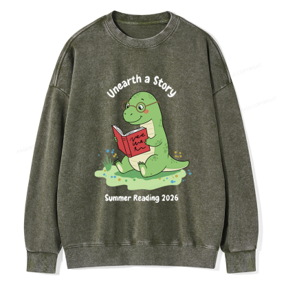 Pagewings Unearth A Story Dinosaur Summer Reading Washed Sweatshirt