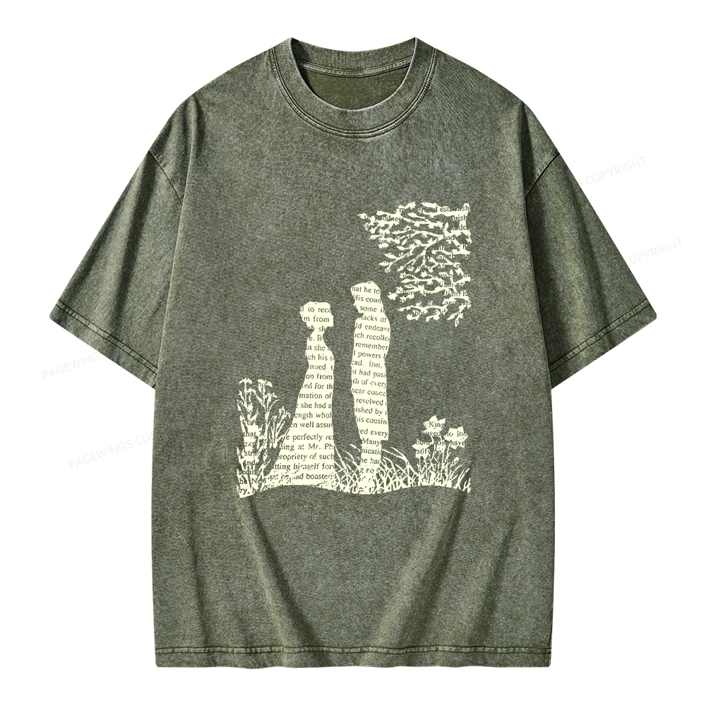 Pagewings Literary Book Lover Unisex Washed T-shirt