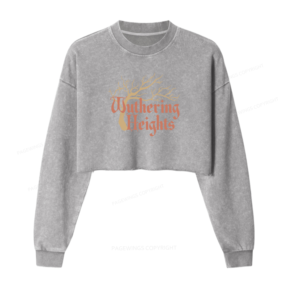 Pagewings Gothic Novel Lover Washed Crop Sweatshirt