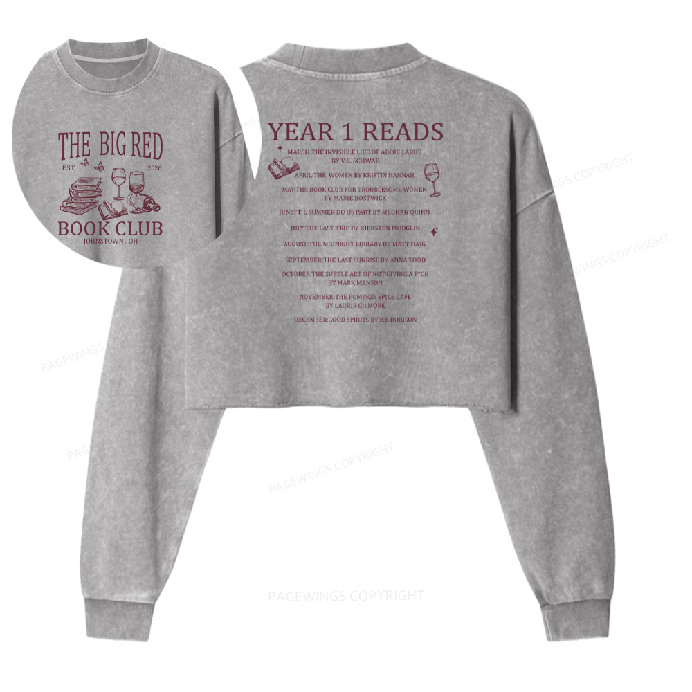 Pagewings Personalized Book Club Washed Crop Sweatshirt