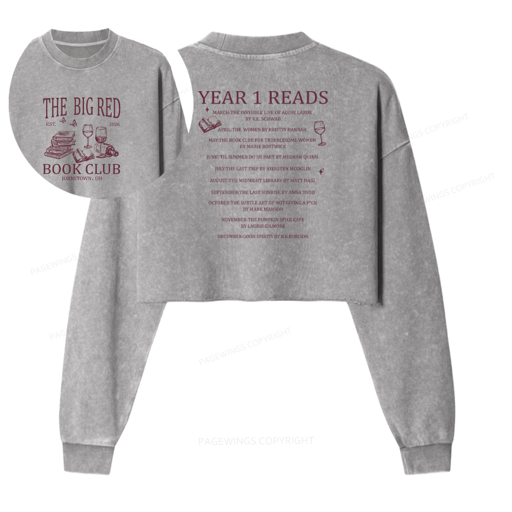 Pagewings Personalized Book Club Washed Crop Sweatshirt