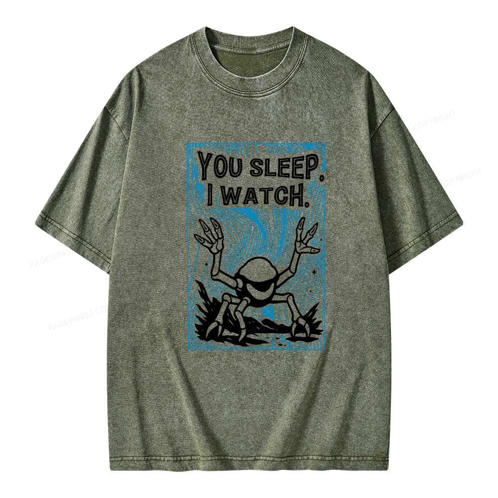 Pagewings You Sleep I Watch Unisex Washed T-shirt