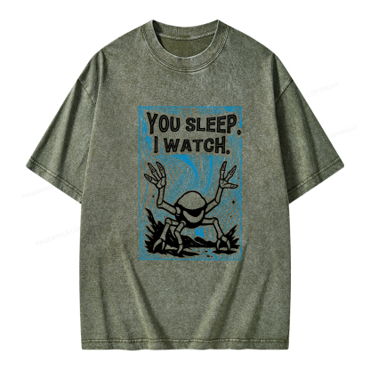 Pagewings You Sleep I Watch Unisex Washed T-shirt