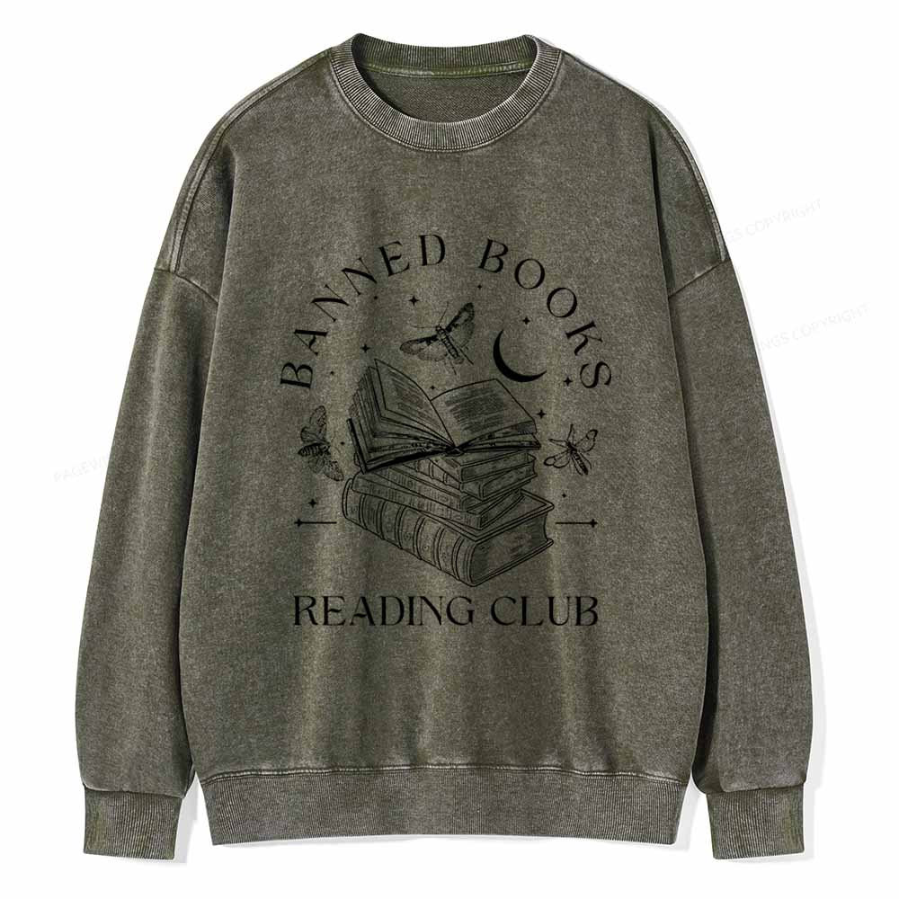 Pagewings Banned Book Reading Club Shirt Unisex Washed Sweatshirt