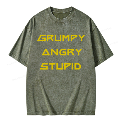 Pagewings Grumpy Angry Stupid Unisex Washed T-shirt