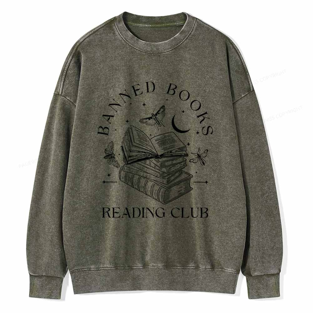 Pagewings Banned Book Reading Club Shirt Unisex Washed Sweatshirt