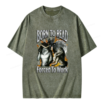Pagewings Born To Read Forced To Work Unisex Washed T-shirt