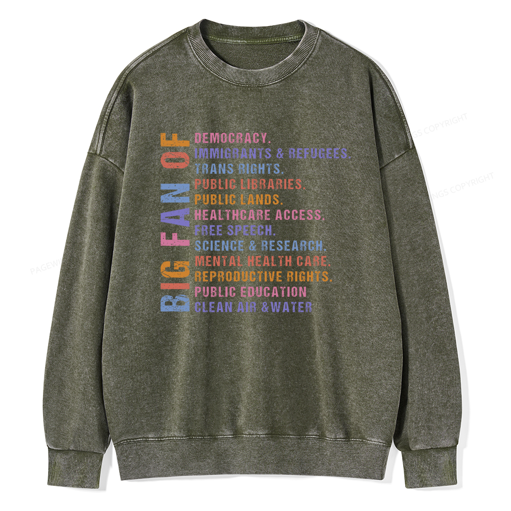 Pagewings Big Fan of Human Rights Washed Sweatshirt